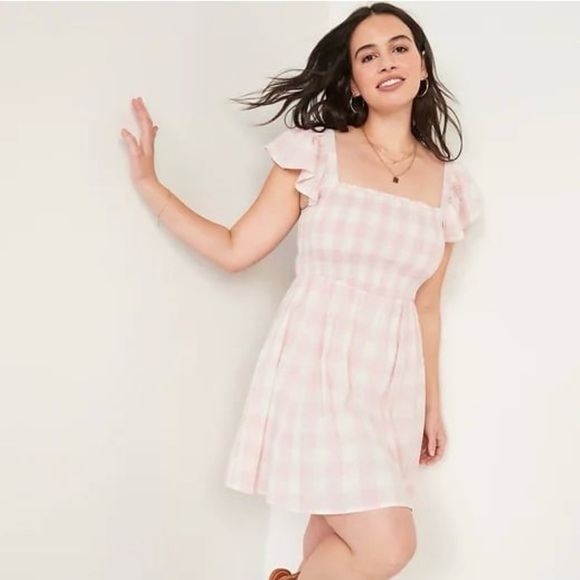 Fit & Flare Flutter-Sleeve Gingham Mini
Dress | Old Navy - Picture 1 of 5